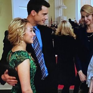 Dress up in Shoshanna green print cocktail dress